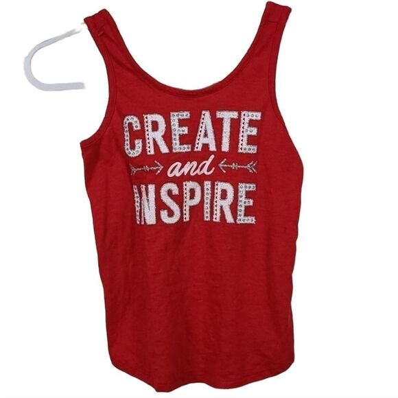 Justice Red Glitter Tank Top Create Inspire Girls 8 Tee Shirt Sleeveless Casual - Picture 1 of 9